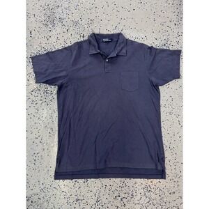 Polo Ralph Lauren Shirt Men's Size XXL Navy Blue‎ Herringbone Used